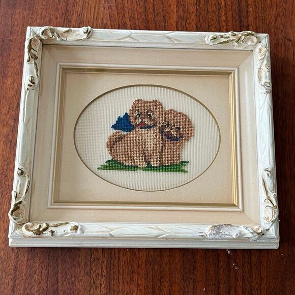 VTG Micro Needlepoint Shih Tzu Puppy Art Signed Marge Higgins Cottagecore Galler - Picture 7 of 10
